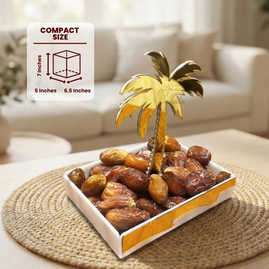 Arabian Inspired Dates Acrylic Tray with Gold Palm Tree Design