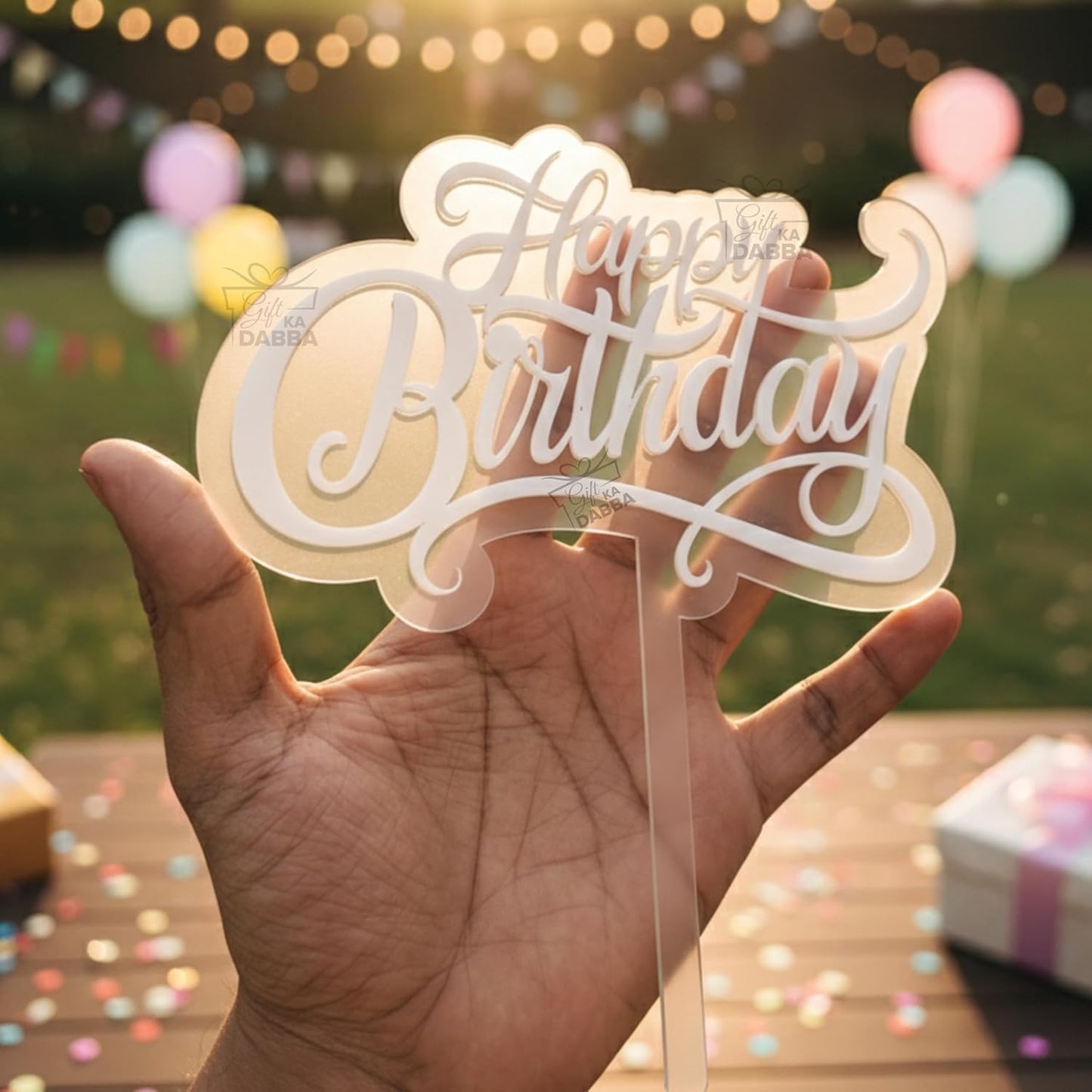 Happy Birthday Cake Topper - Minimalist Acrylic Cursive Script Calligraphy Decoration for Cakes and Desserts