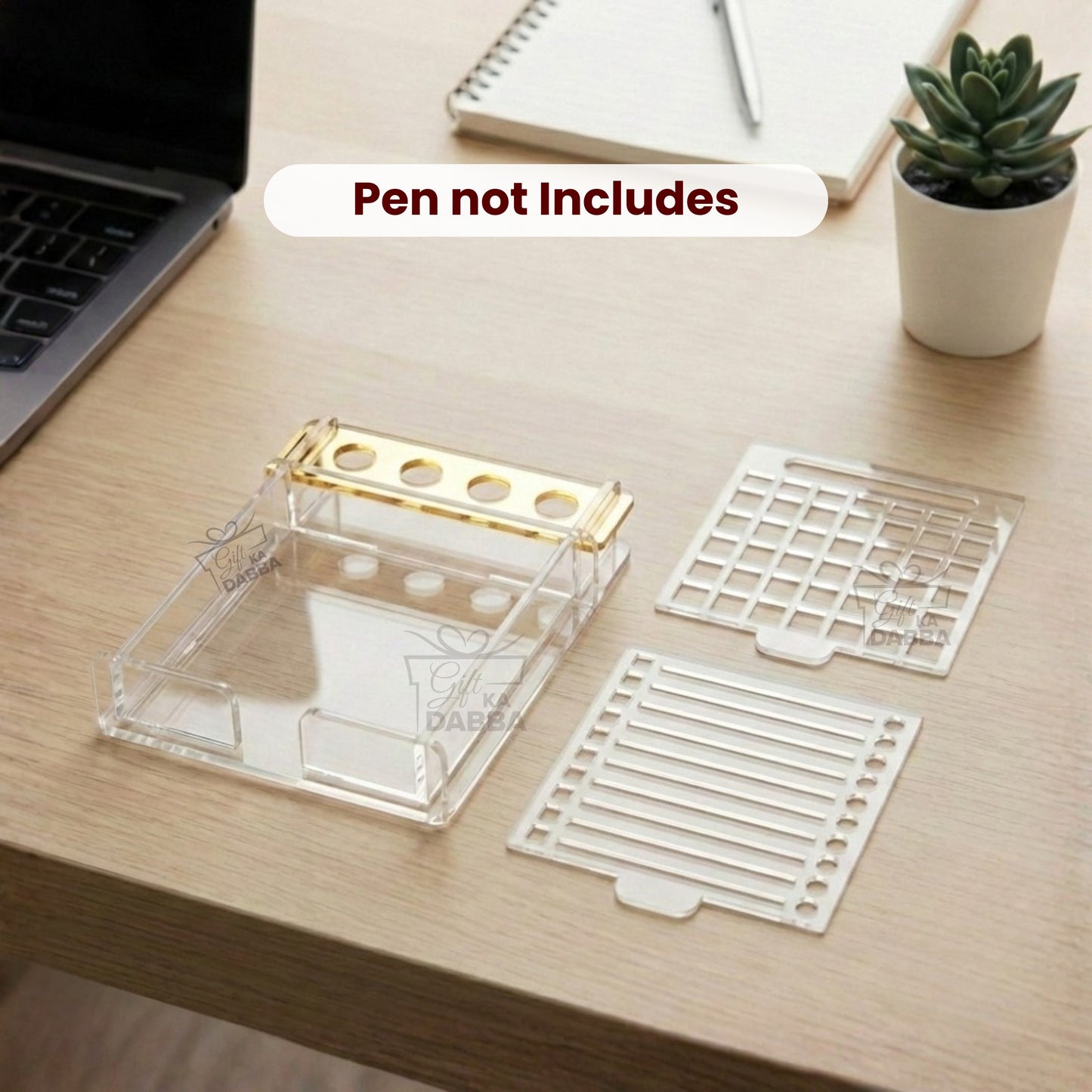 Minimalist Acrylic Sticky Notes Holder with 2 Stencils and 100 Sticky Notes