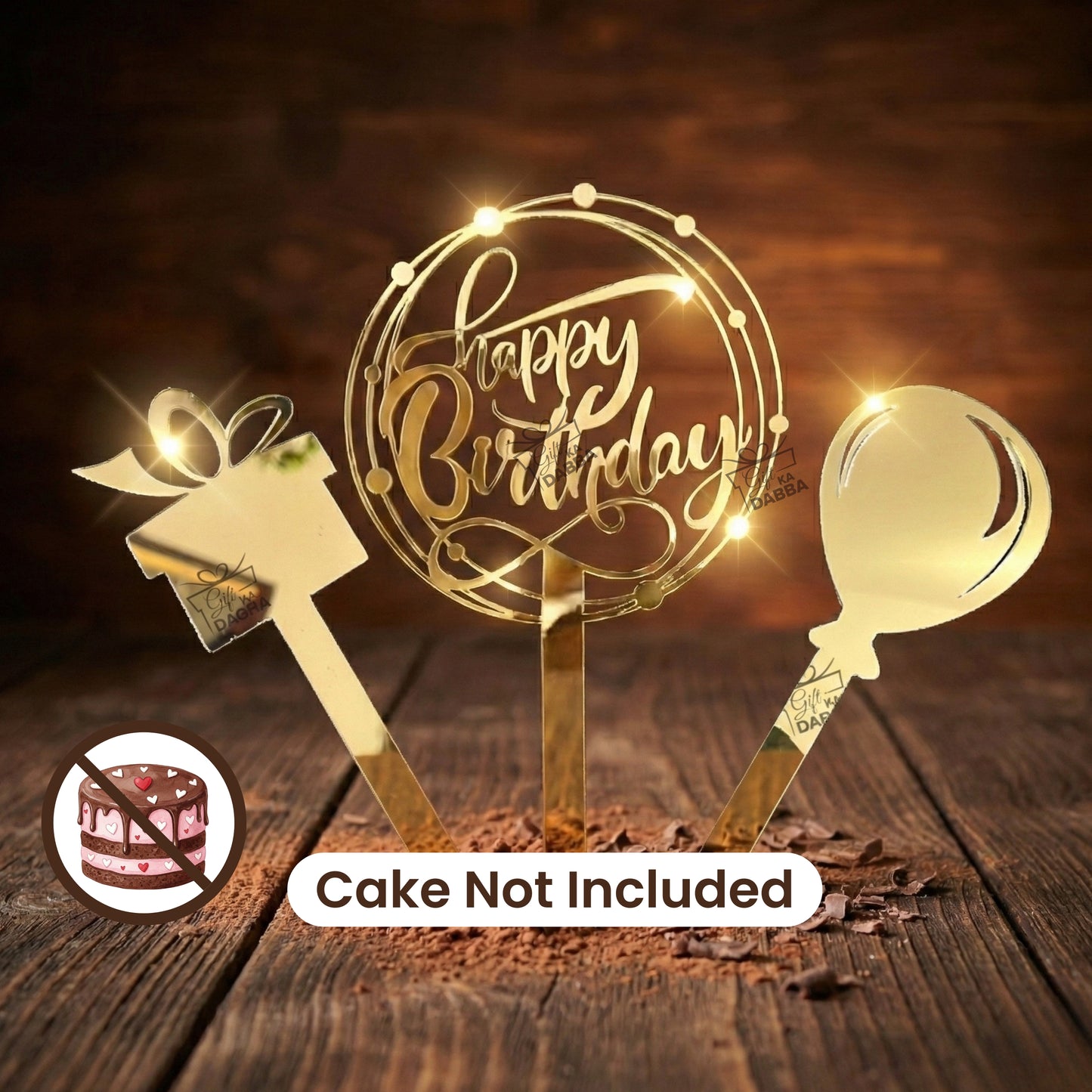 Happy Birthday Cake Topper Set of 3 with Free Knife