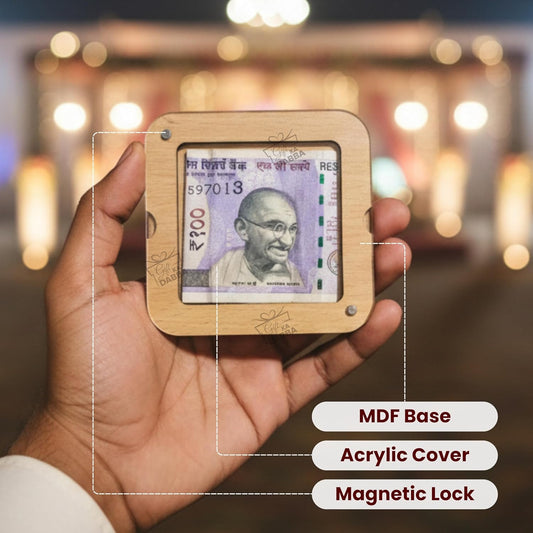 Shagun Money Box with Magnetic Transparent Cover & ₹1 Coin Holder ( Square )
