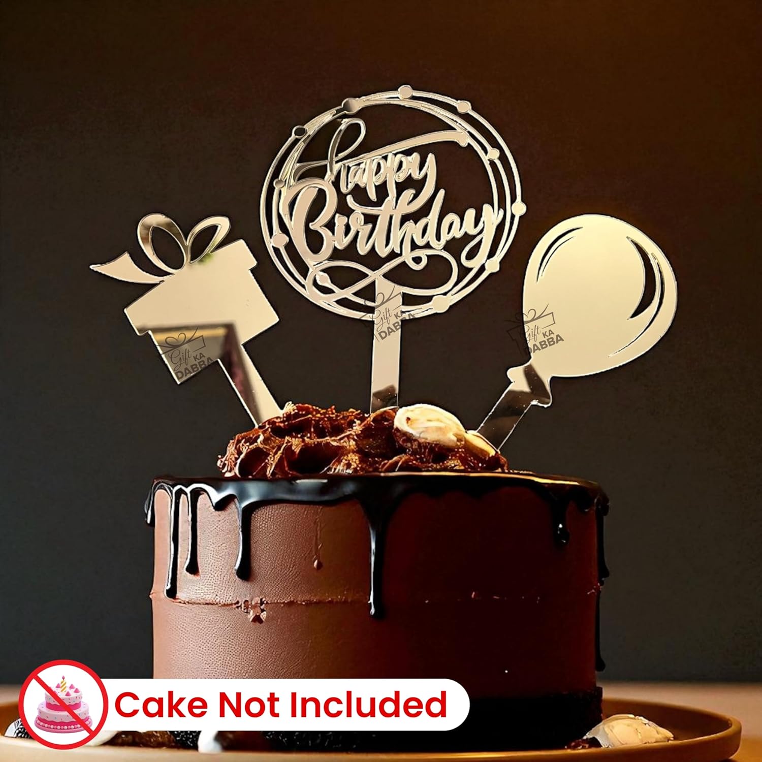 Happy Birthday Cake Topper Set of 3 with Free Knife