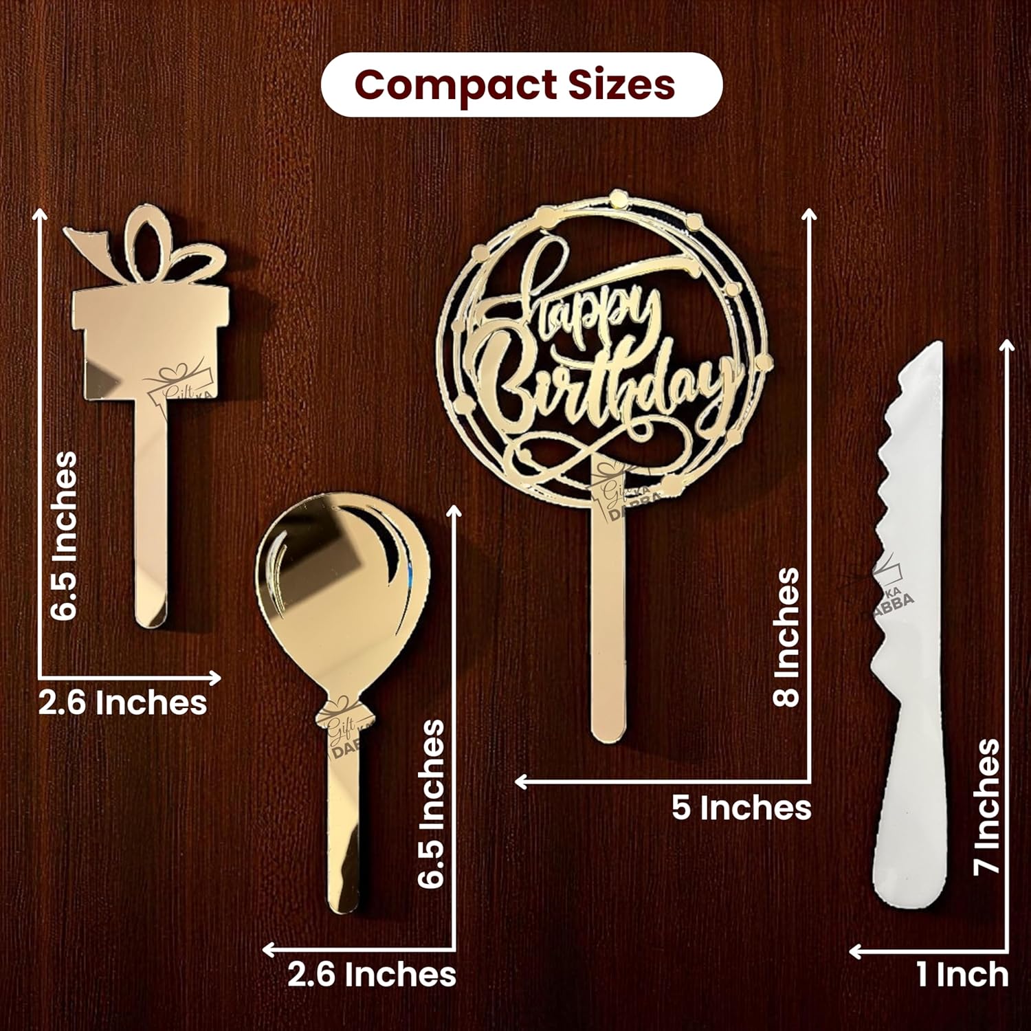 Happy Birthday Cake Topper Set of 3 with Free Knife