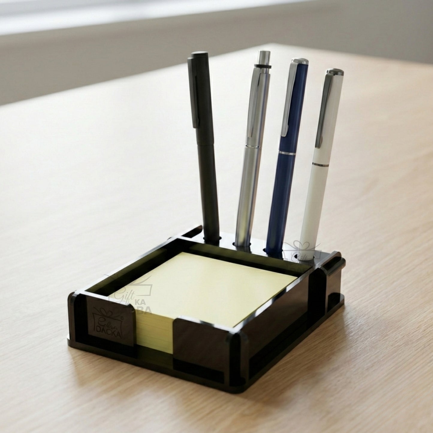 Minimalist Acrylic Sticky Notes Holder with 2 Stencils and 100 Sticky Notes