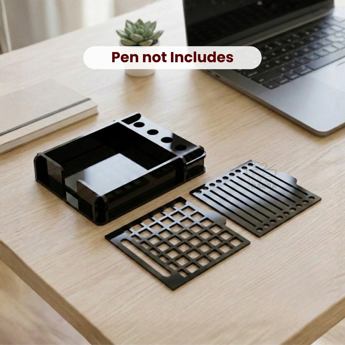 Minimalist Acrylic Sticky Notes Holder with 2 Stencils and 100 Sticky Notes