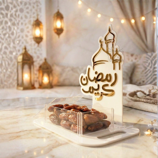 Luxury Acrylic Eid Mubarak Serving Tray with Magnetic Changeable Panels